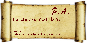 Porubszky Abdiás névjegykártya